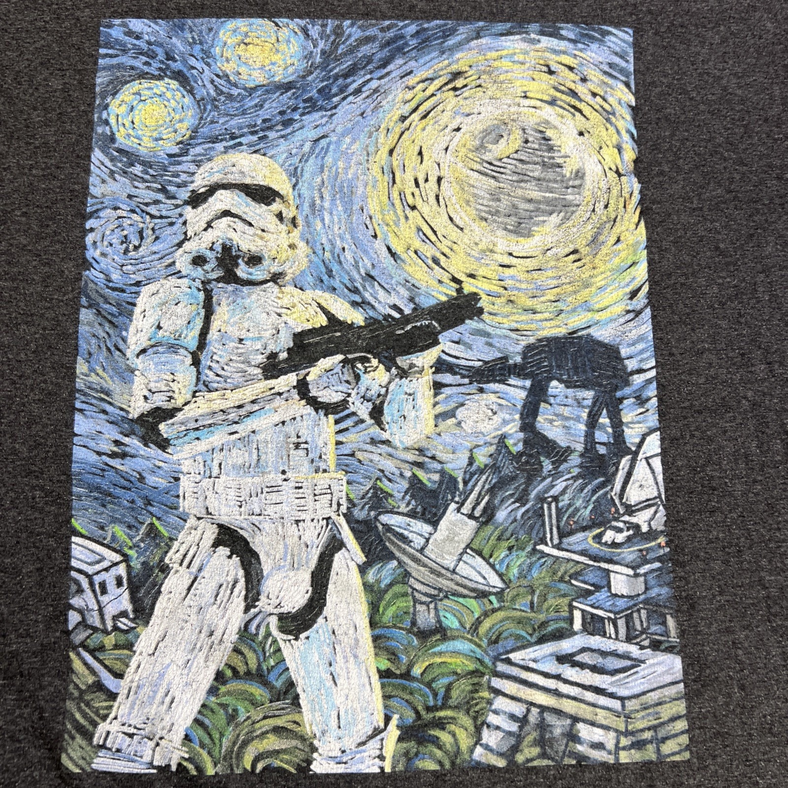 Star Wars Starry Night Stormtrooper Van Gogh Art Graphic Gray T-Shirt Mens 2xl